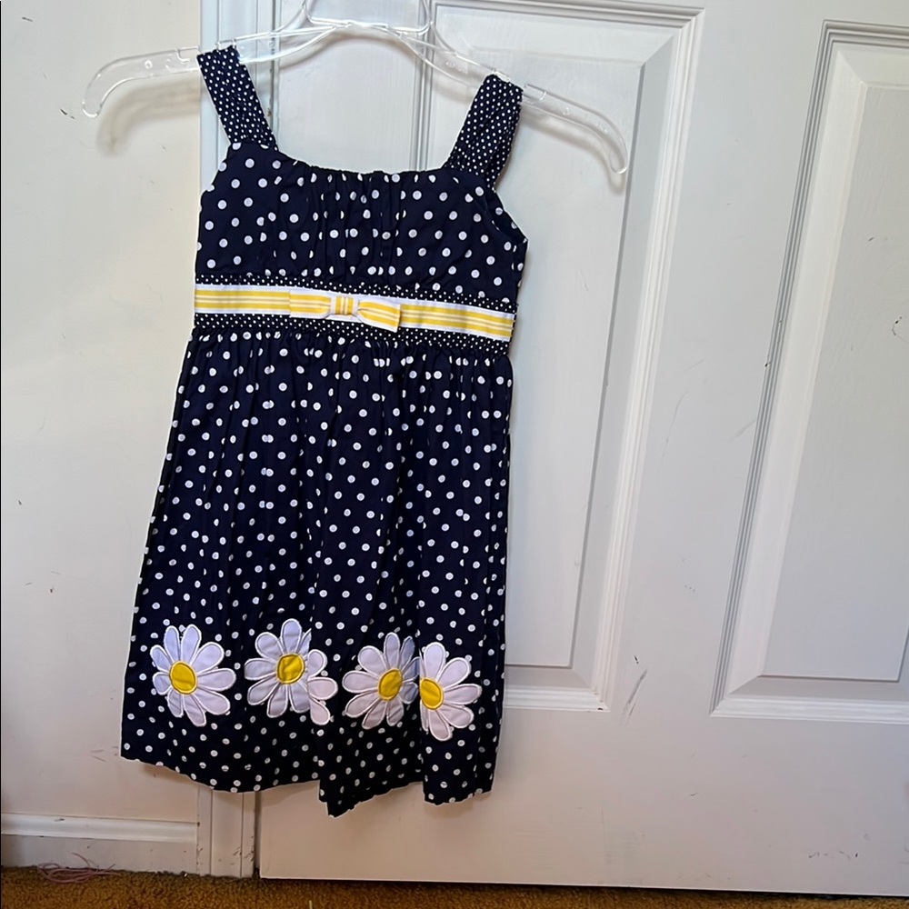Polka Dot Kids Dress with Yellow Accents